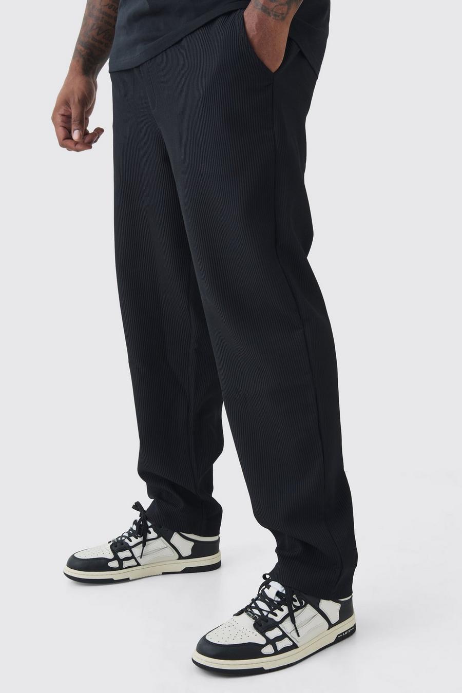 Pantaloni affusolati Plus Size con pieghe e vita elasticizzata, Black image number 1