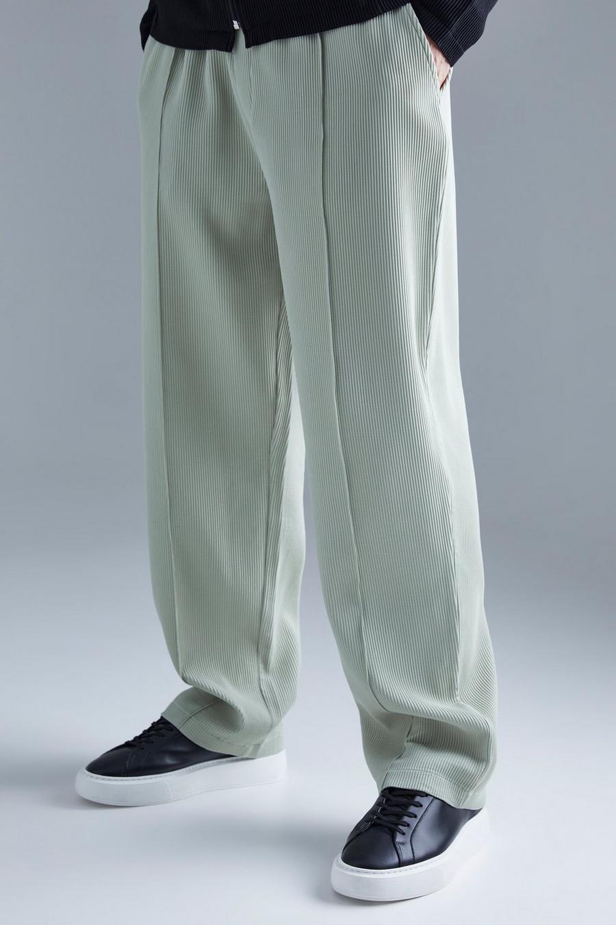 Sage Elastic Waist Relaxed Fit Pleated Trouser