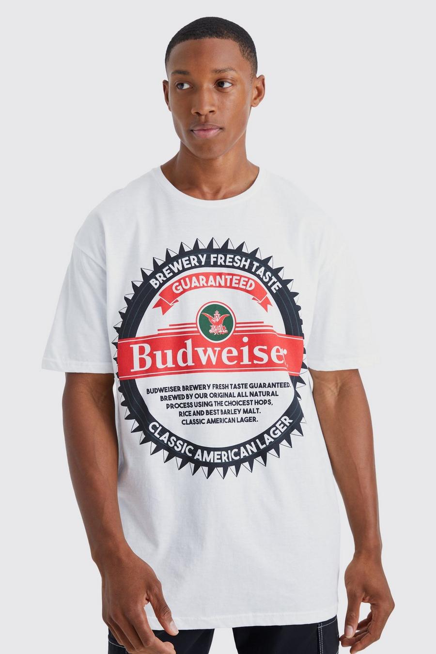 Camiseta oversize con estampado de Budweiser, White