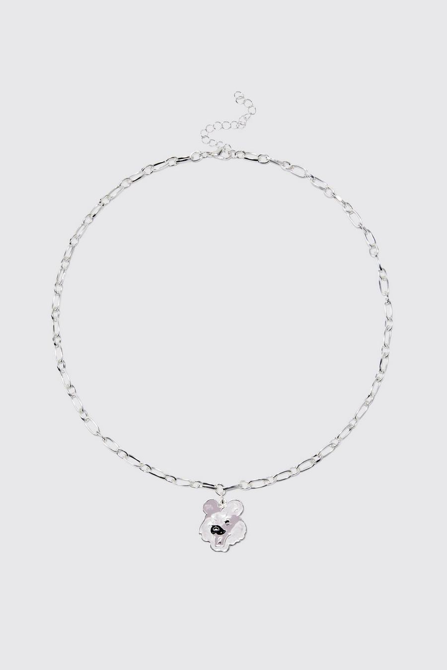 Silver Bear Pendant Chain Necklace