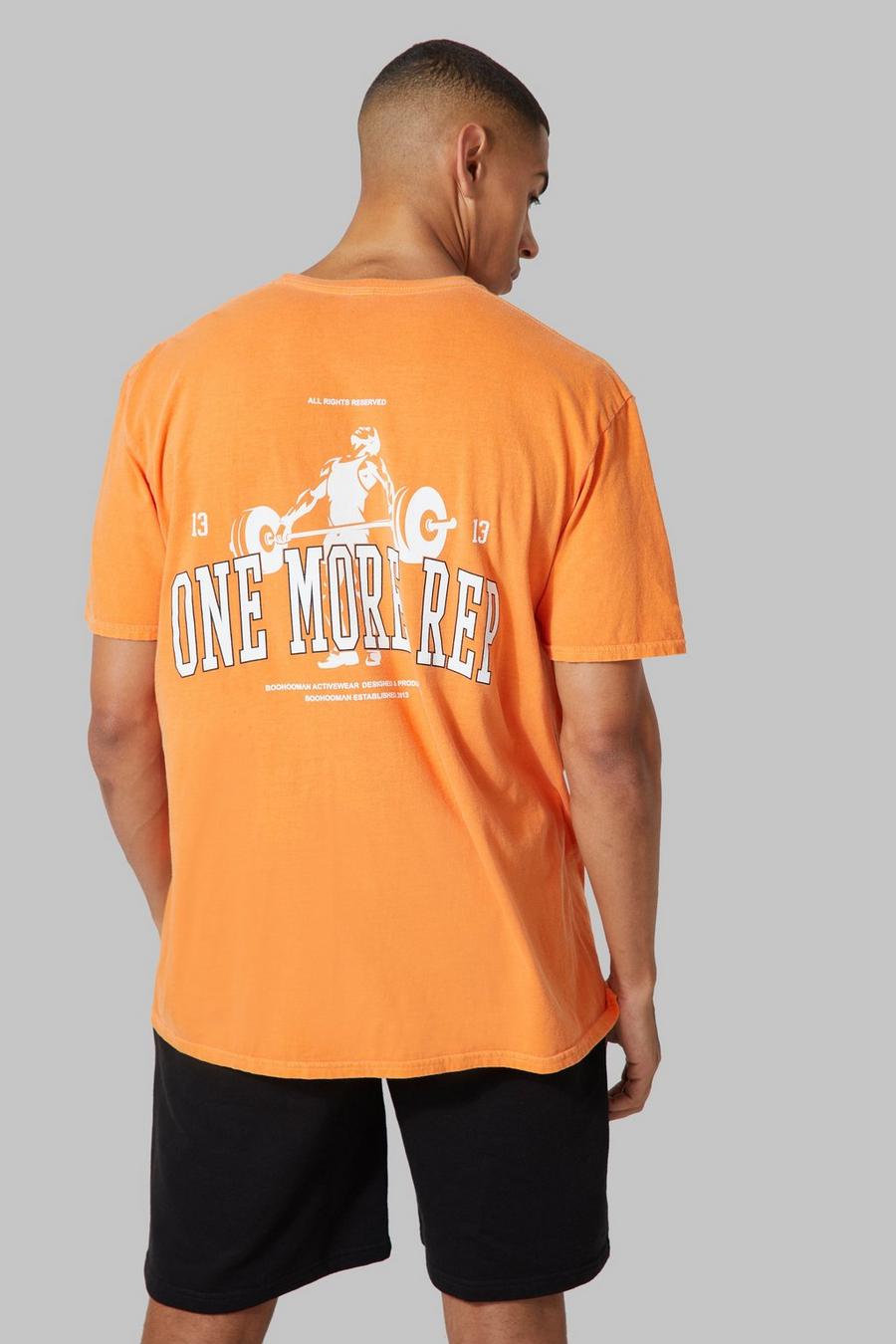 Oversize Man Active T-Shirt mit One More Print, Orange