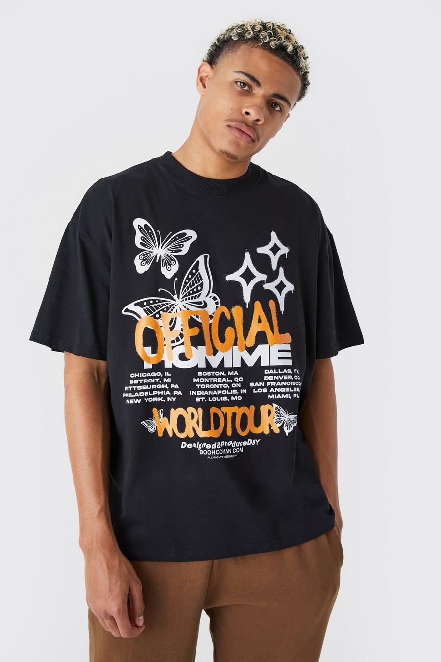 Black Tall Oversized Official Graffiti Print T-shirt image number 1