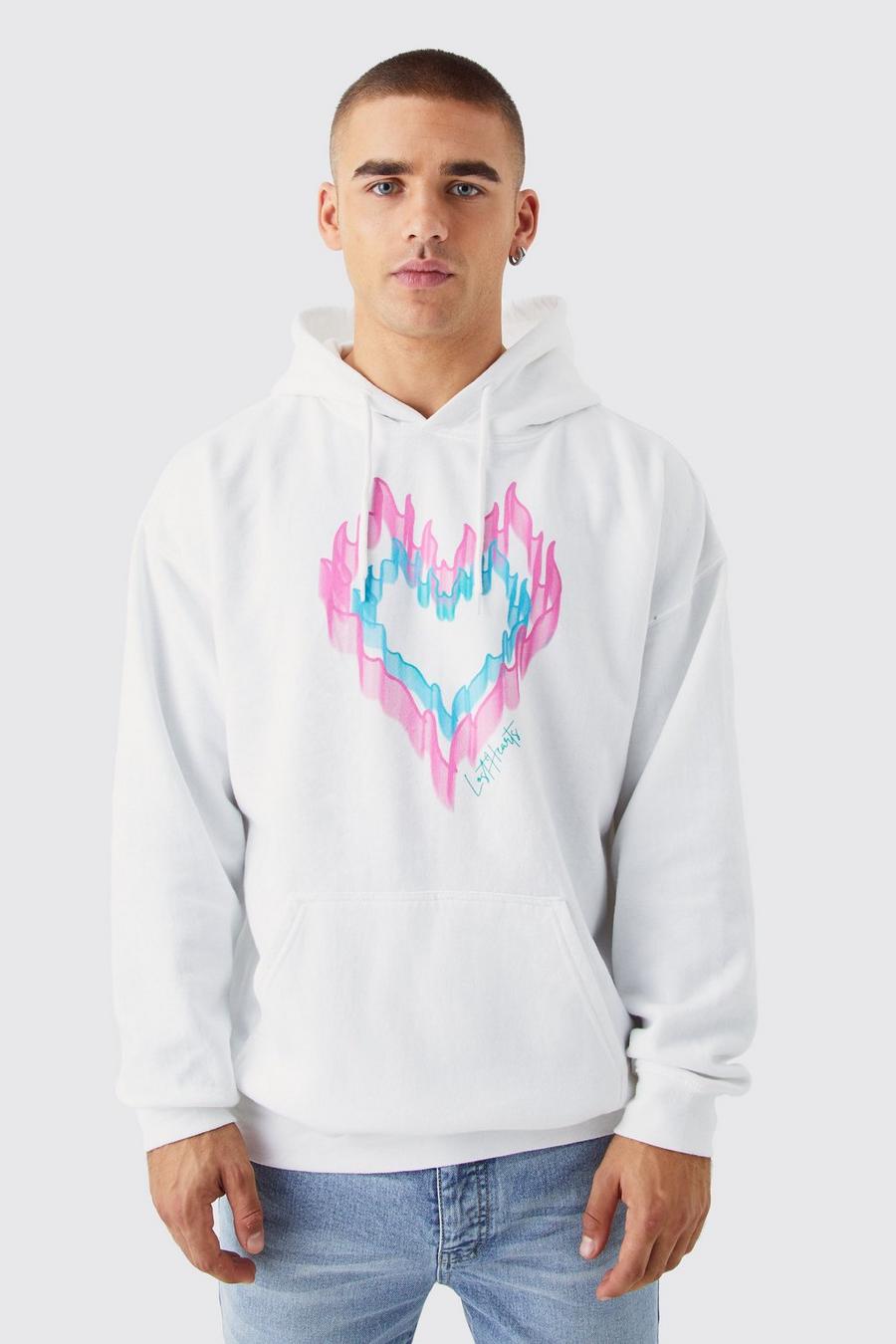 White Heart Graphic Hoodie image number 1