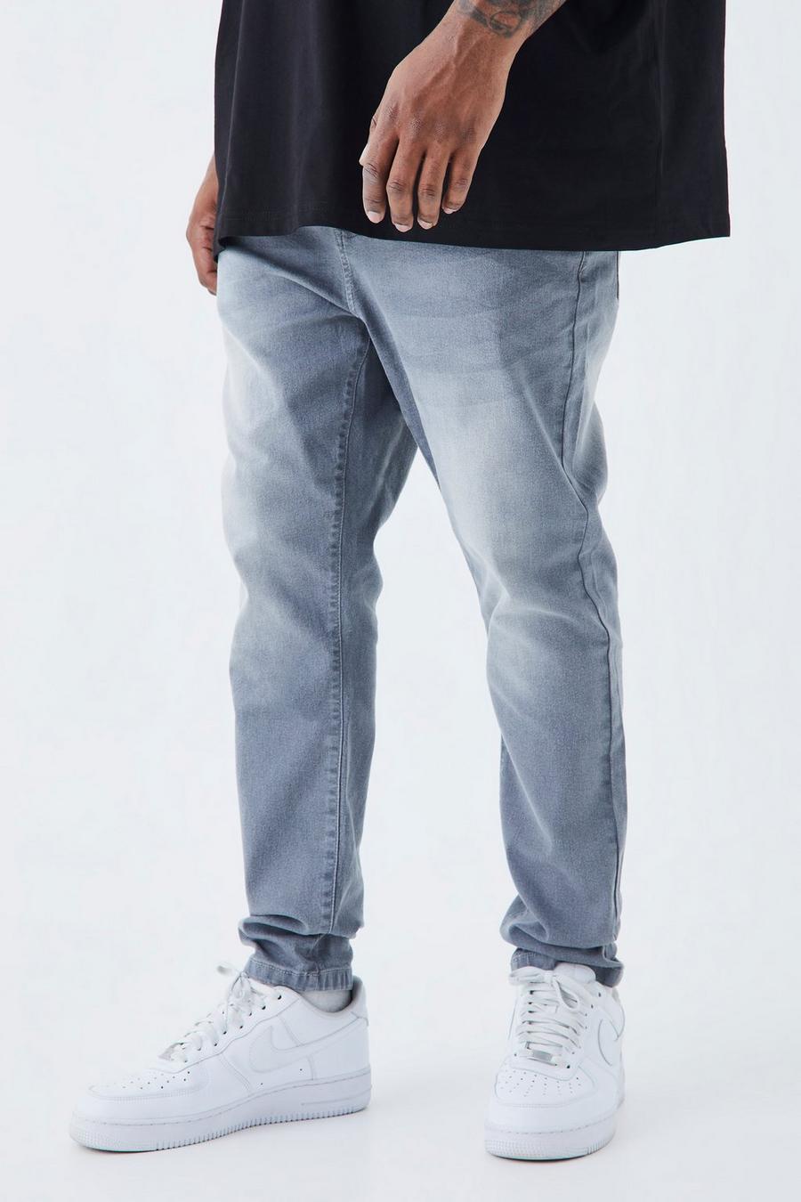 Mid grey Plus Super skinny jeans med stretch image number 1