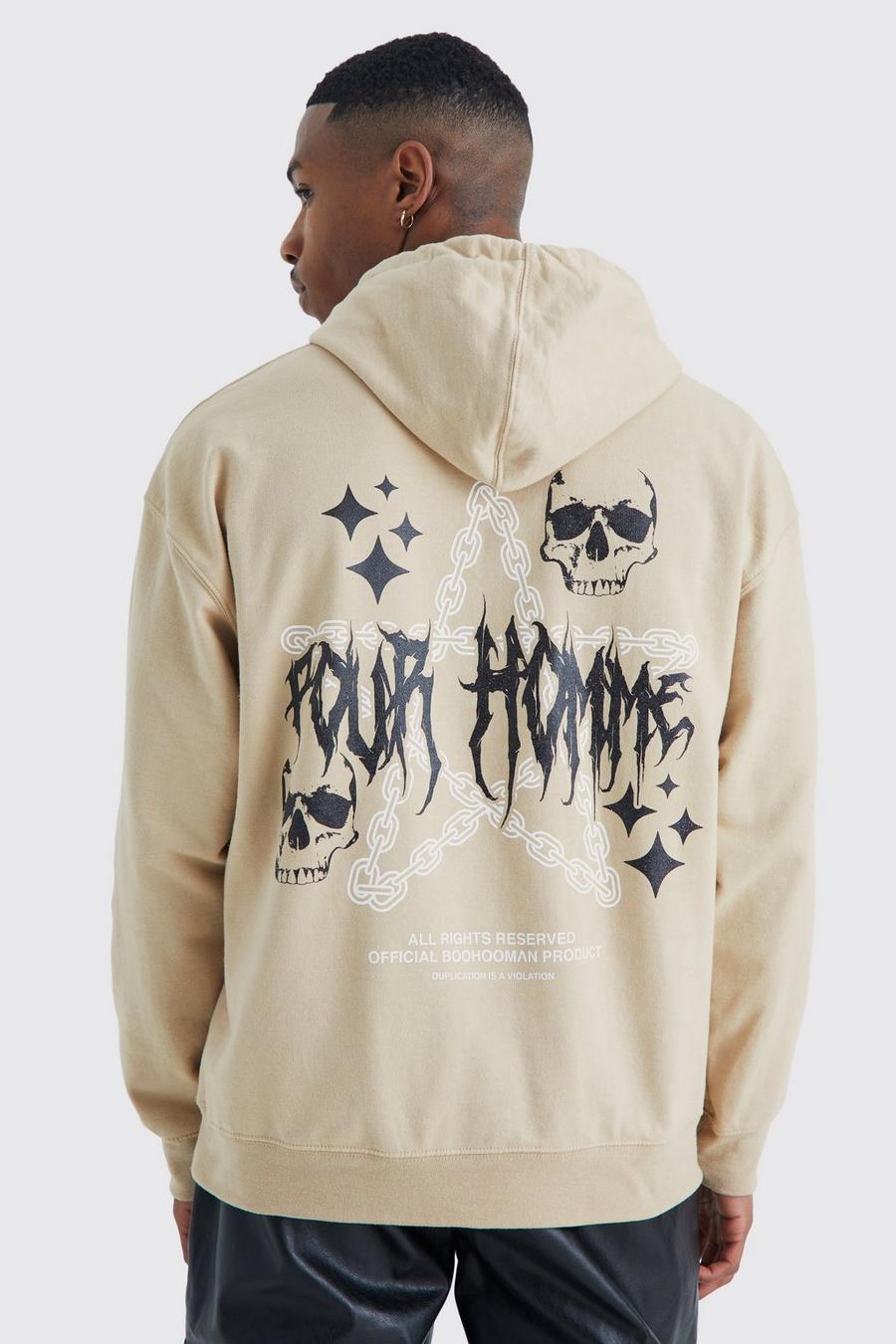 Hoodie mit Pour Homme Stern Print, Sand image number 1