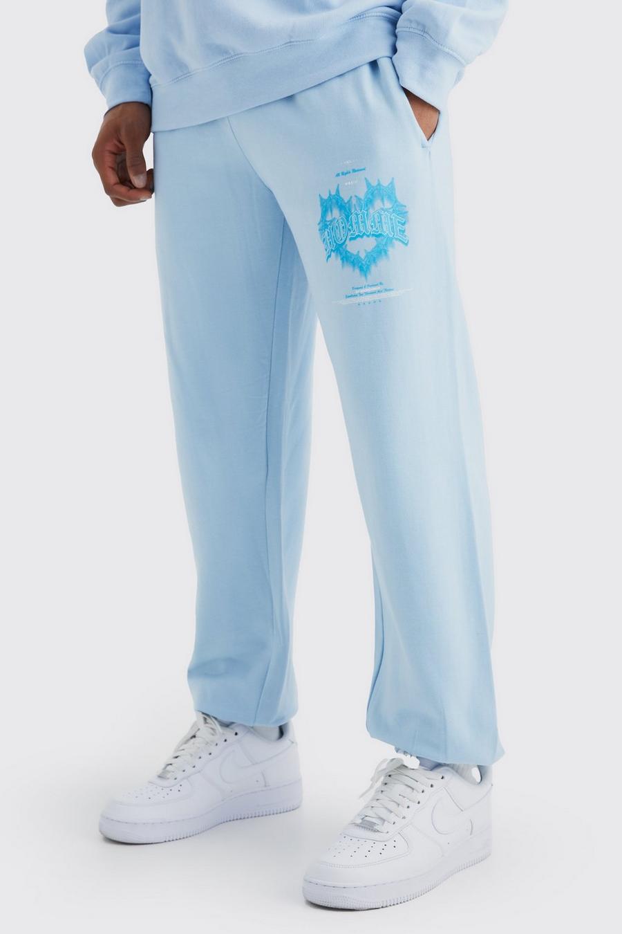 Pantalón deportivo con estampado gráfico Homme de corazón, Light blue