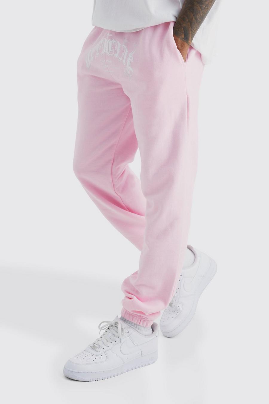 Pantaloni tuta Official con grafica color fumo, Light pink image number 1