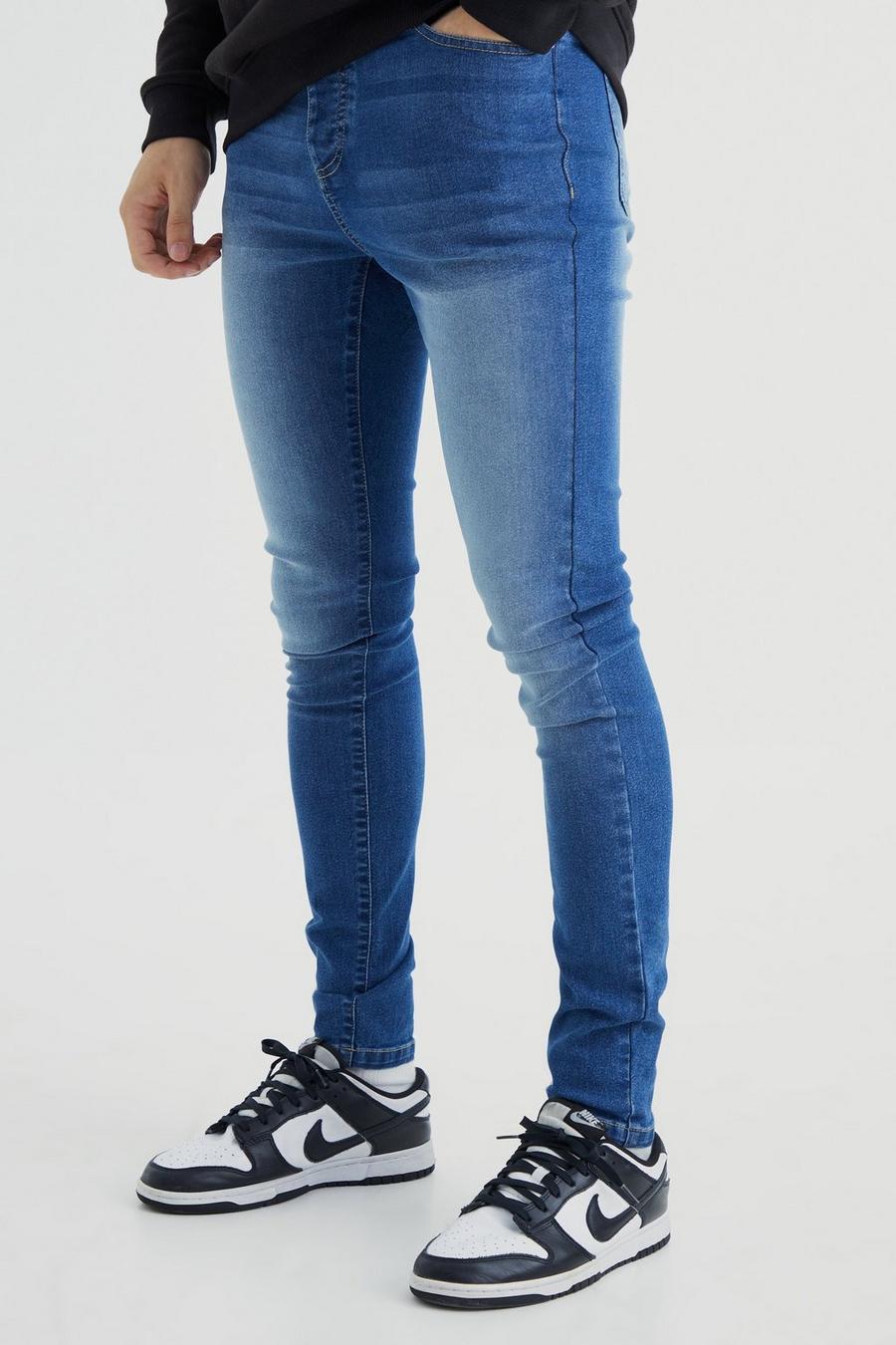 Tall Super Skinny Stretch Jeans, Mid blue