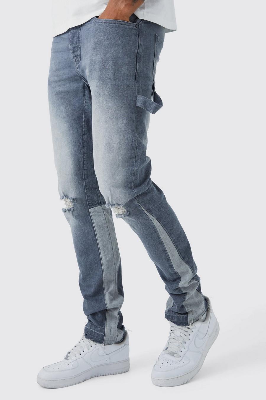 Jeans dritti Tall stile Carpenter in denim rigido, Grey