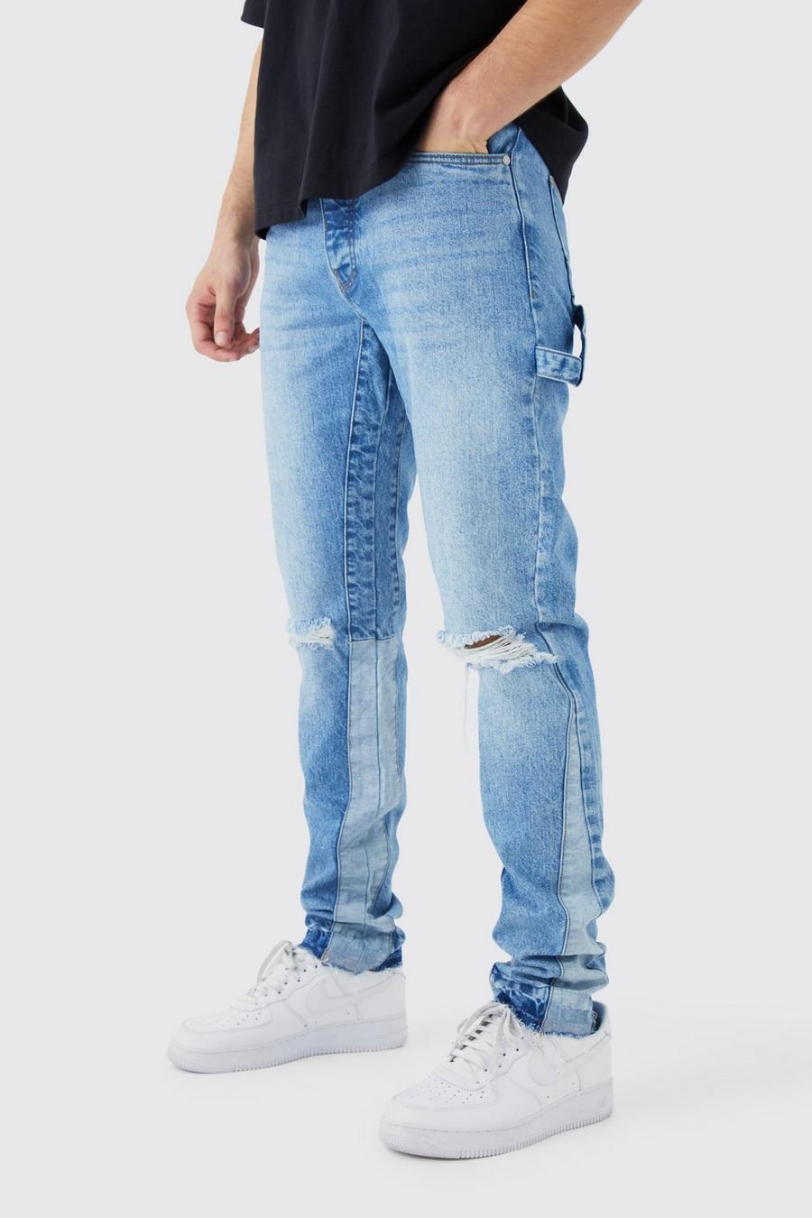 Jeans dritti Tall stile Carpenter in denim rigido, Vintage blue