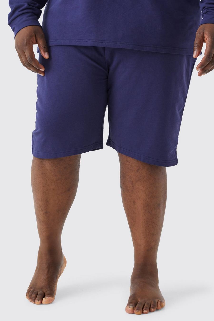 Plus lockere weiche Loungewear-Shorts, Navy