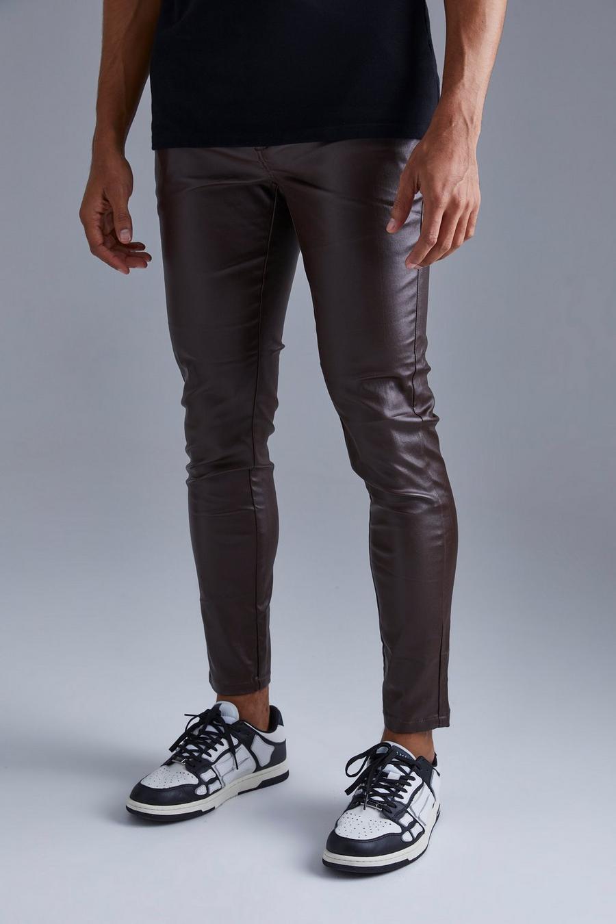 Chocolate Skinny Fit Coated Twill Trouser image number 1