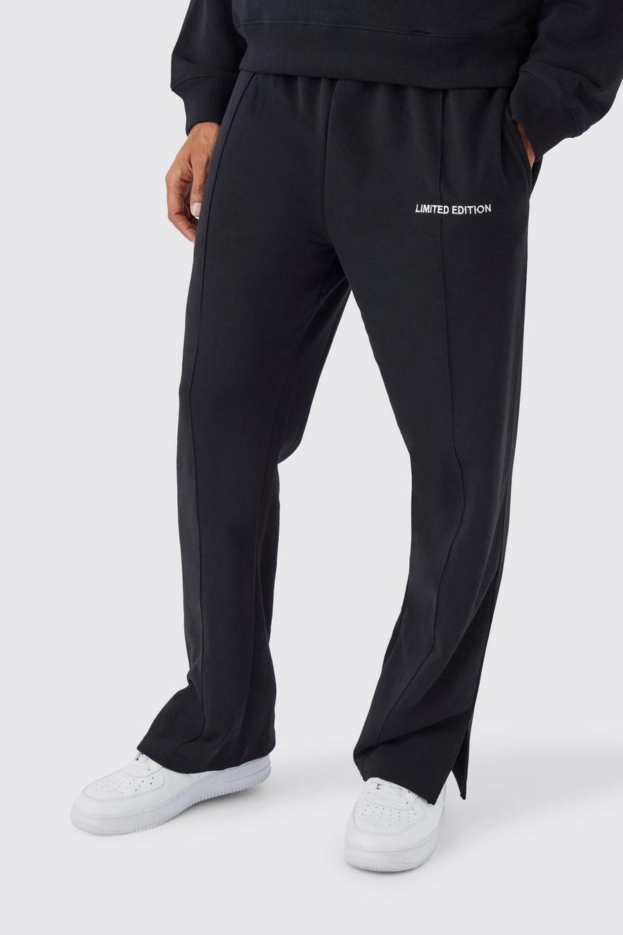 Pantaloni tuta rilassati pesanti con spacco sul fondo, Black image number 1
