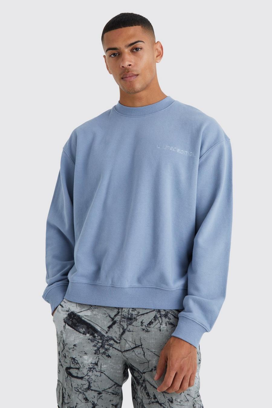 Dusty blue Oversized Boxy Loopback Sweatshirt