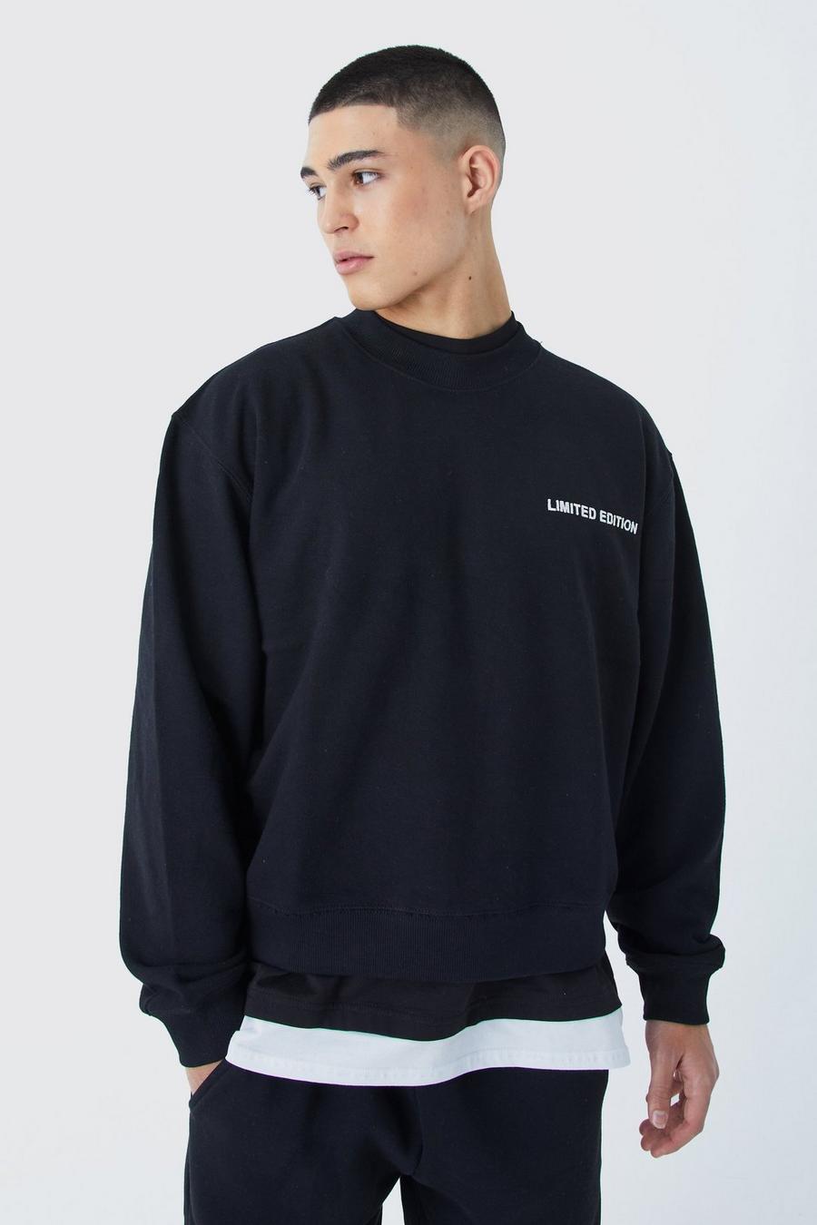 Black Oversized Boxy Loopback Sweatshirt