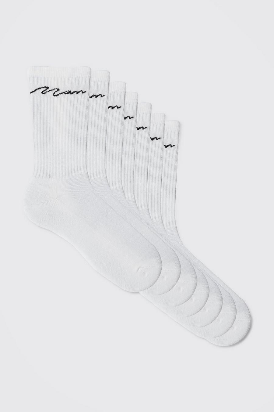 Pack de 7 pares de calcetines deportivos con firma MAN, White