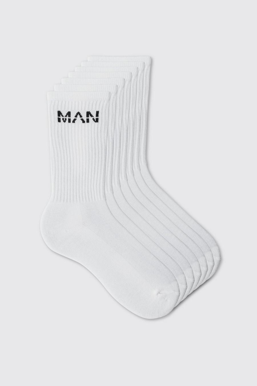 White 7 Pack Man Sport Socks