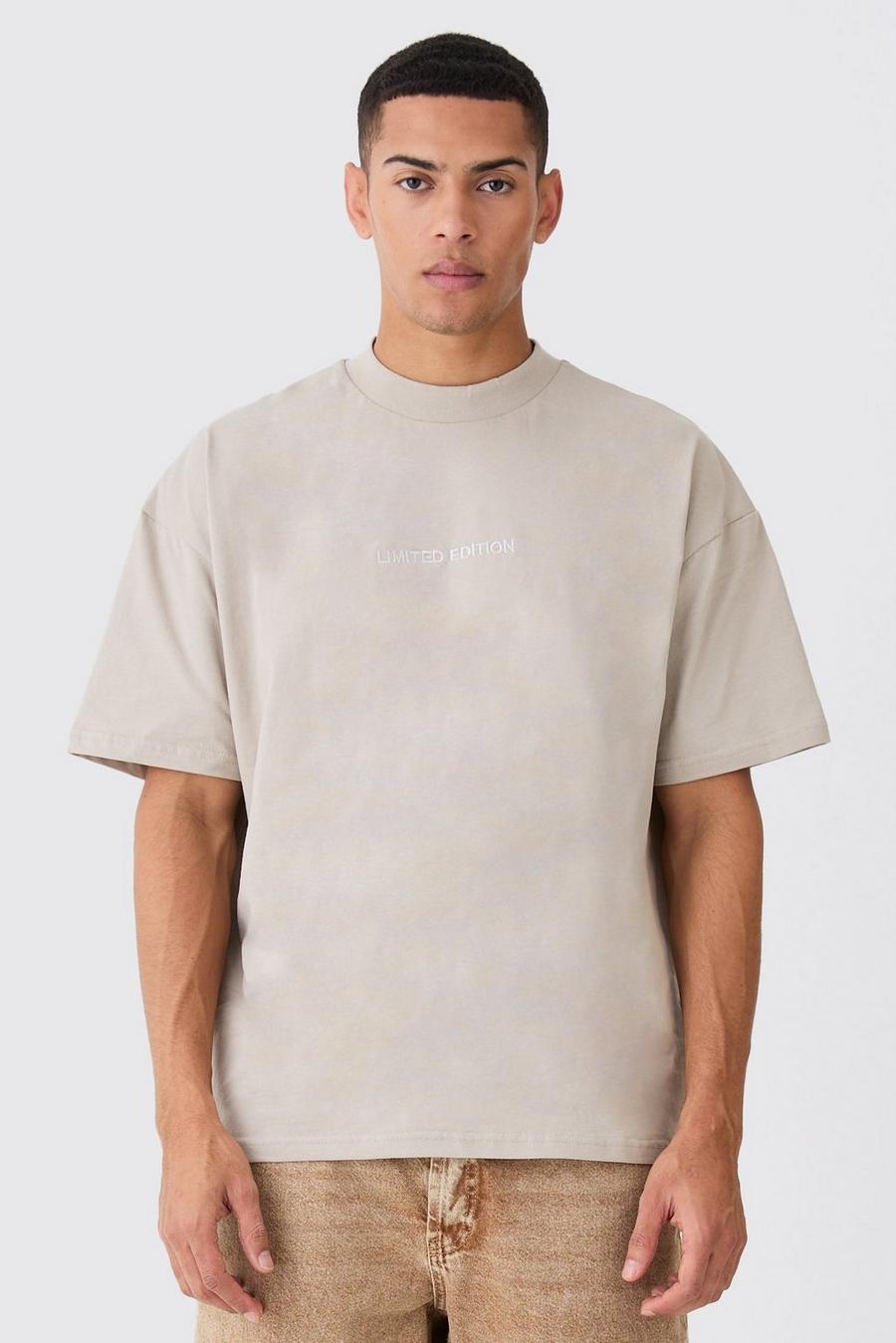 Stone Oversized Heavyweight Extended Neck T-shirt  image number 1