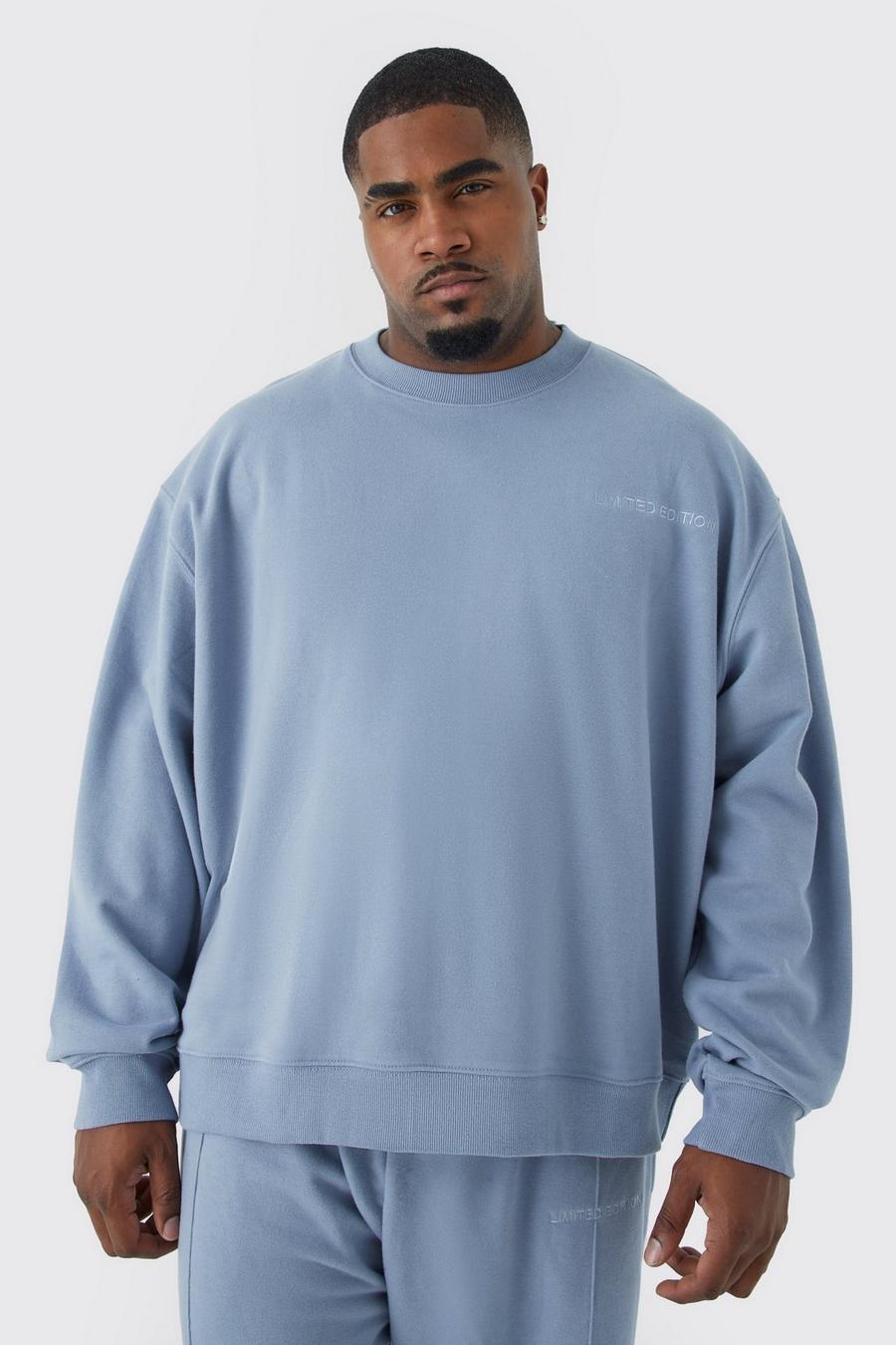 Plus kastiges Oversize Sweatshirt, Dusty blue