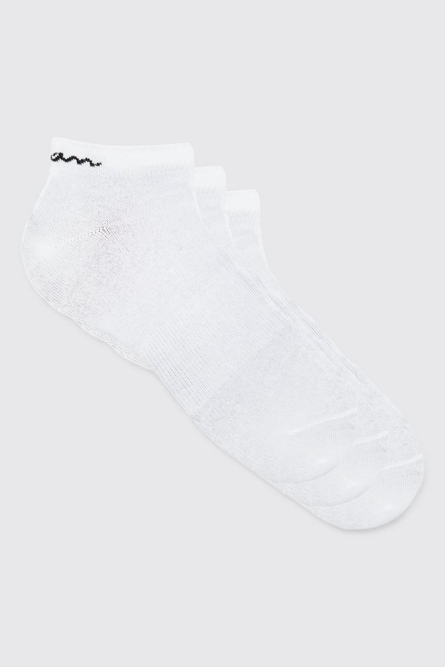 Pack de 3 pares de calcetines deportivos con firma MAN, White