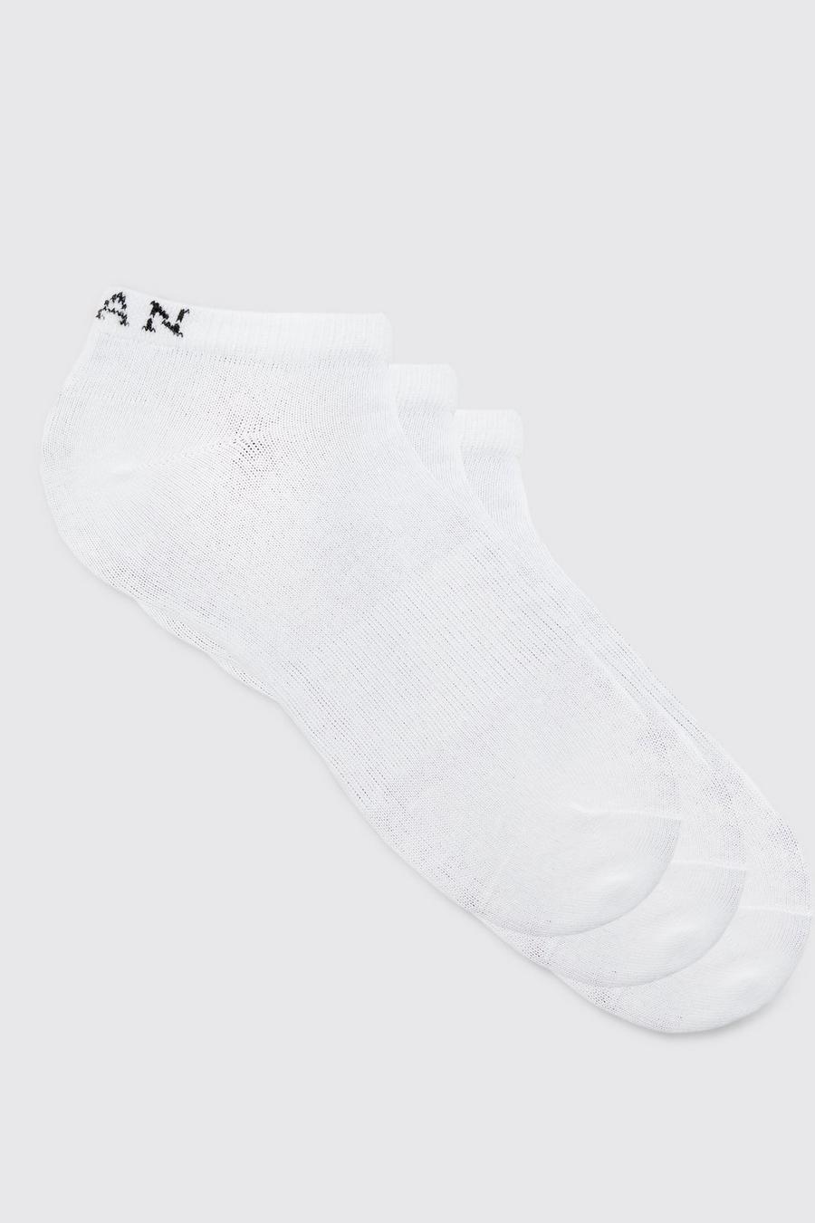 White 3 Pack Man Trainer Socks image number 1