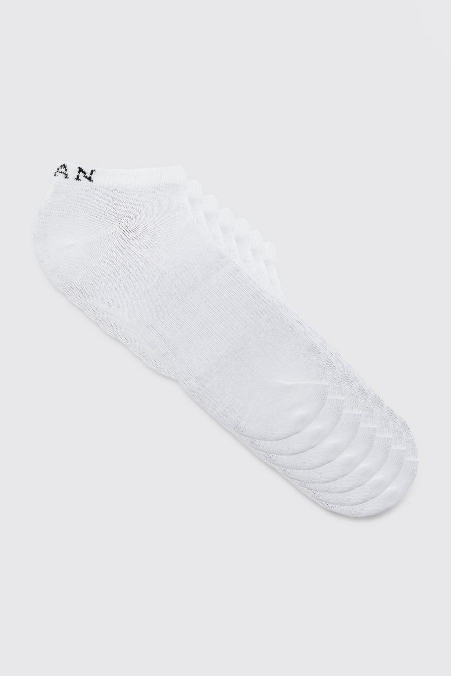 White 7 Pack Man Trainer Socks image number 1