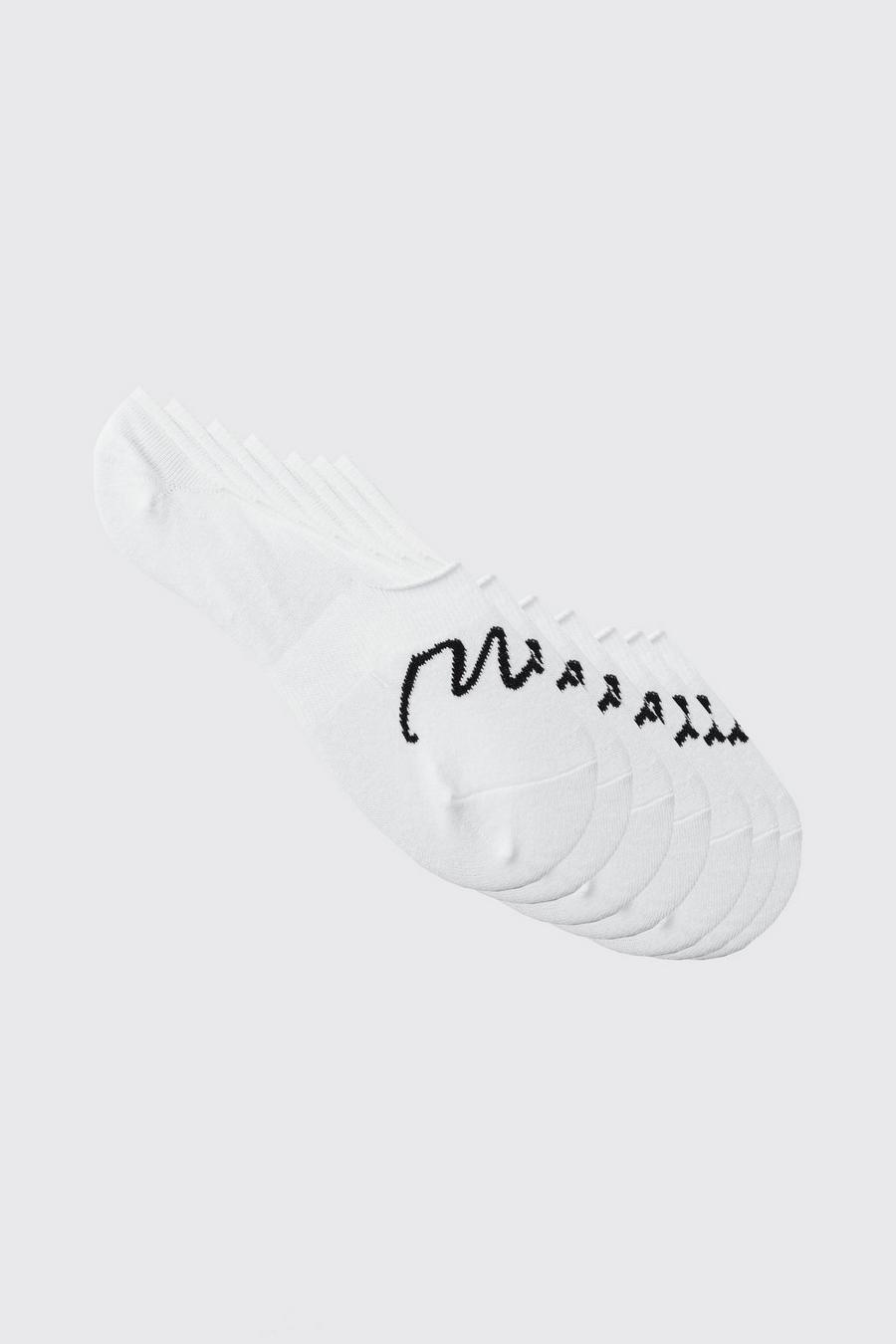 7er-Pack unsichtbare Man Signature Socken, White