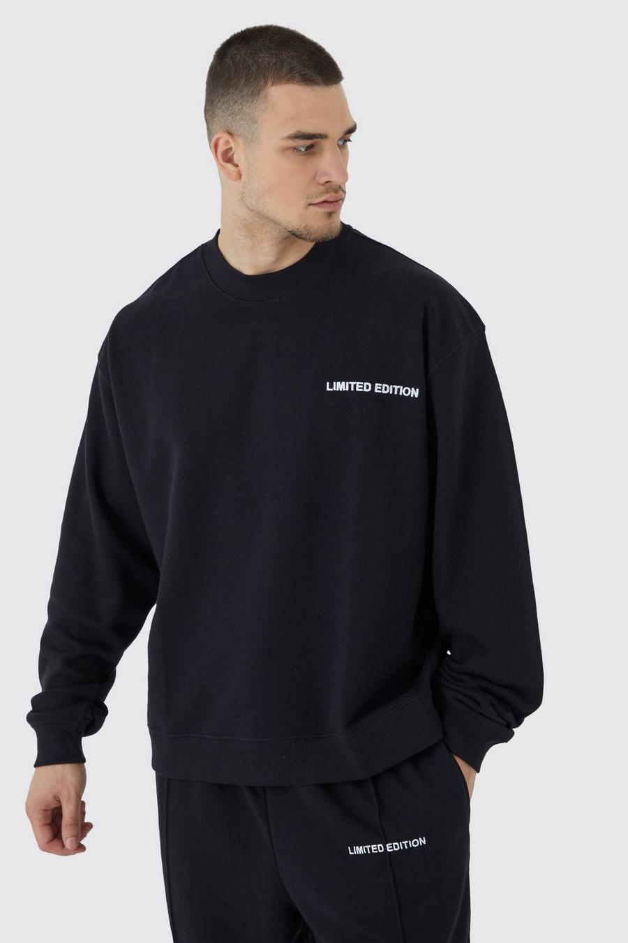 Black Tall Oversized Boxy Loopback Sweatshirt