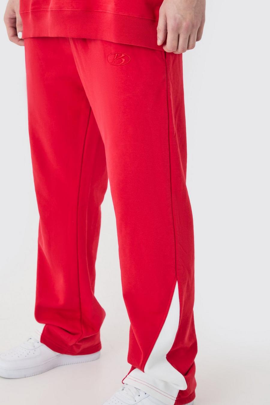Pantaloni tuta Tall Regular pesanti con inserti grezzi, Red