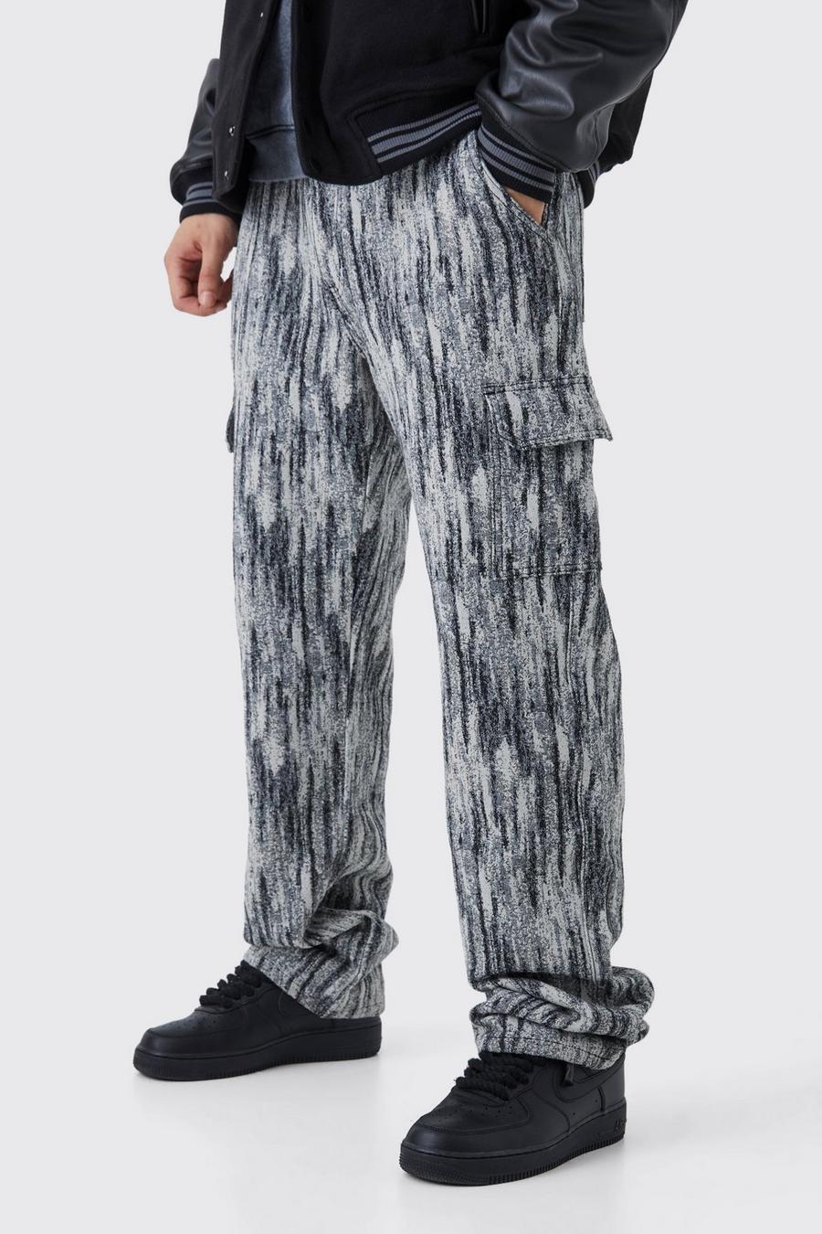 Black Tall Relaxed Fit Tapestry Cargo Trouser image number 1