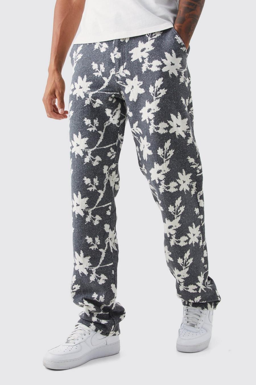 Charcoal Tall Relaxed Fit Tapestry Trouser image number 1