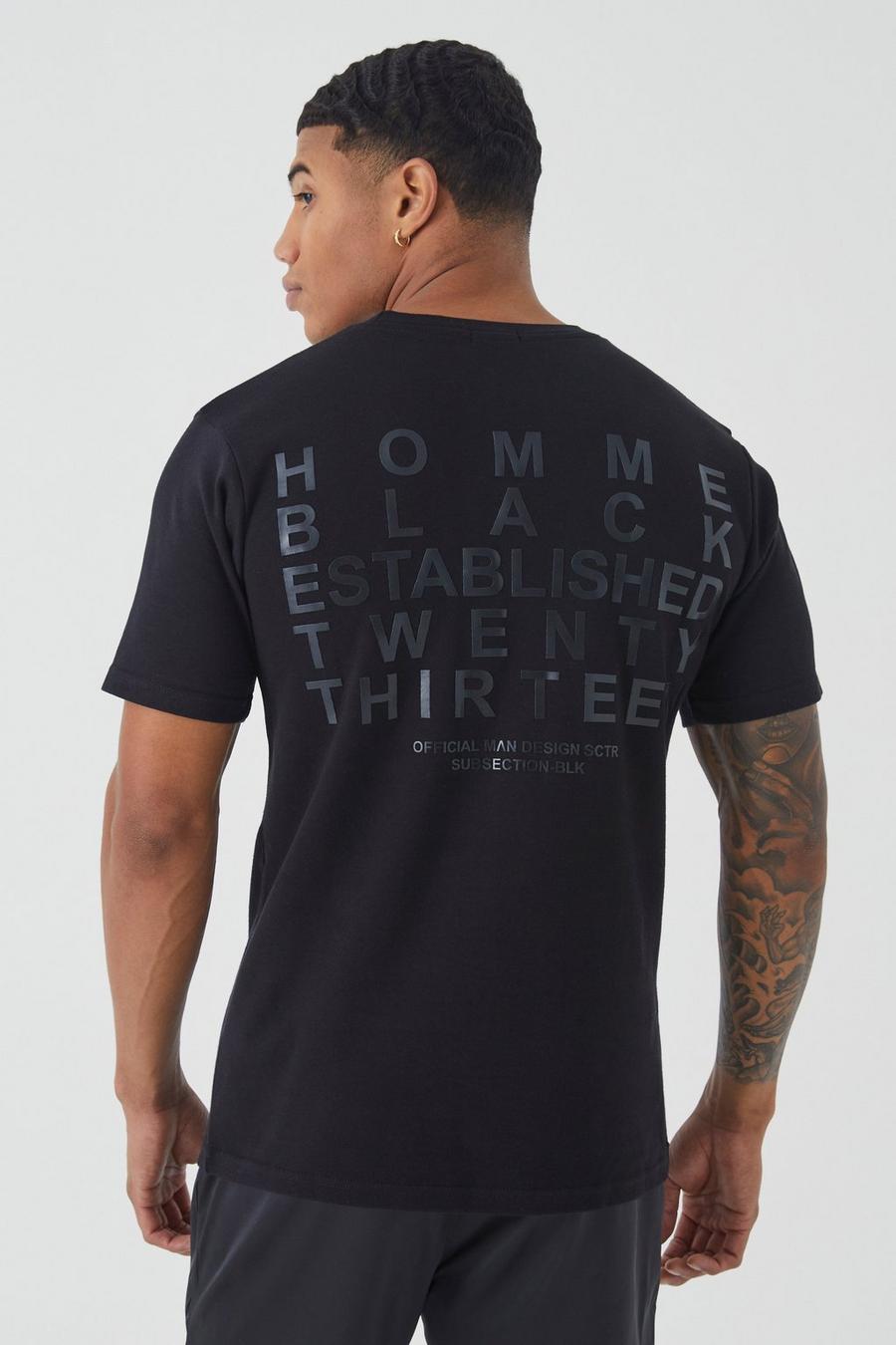 Black Dik Verweven Slim Fit T-Shirt Met Print image number 1