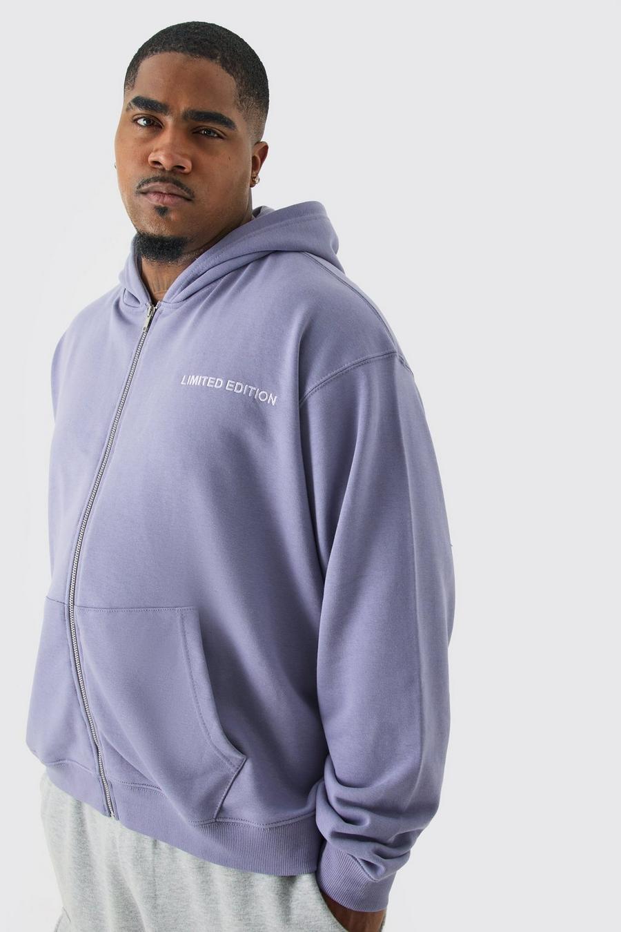 Lavender Plus Oversize hoodie i tjockt tyg med dragkedja