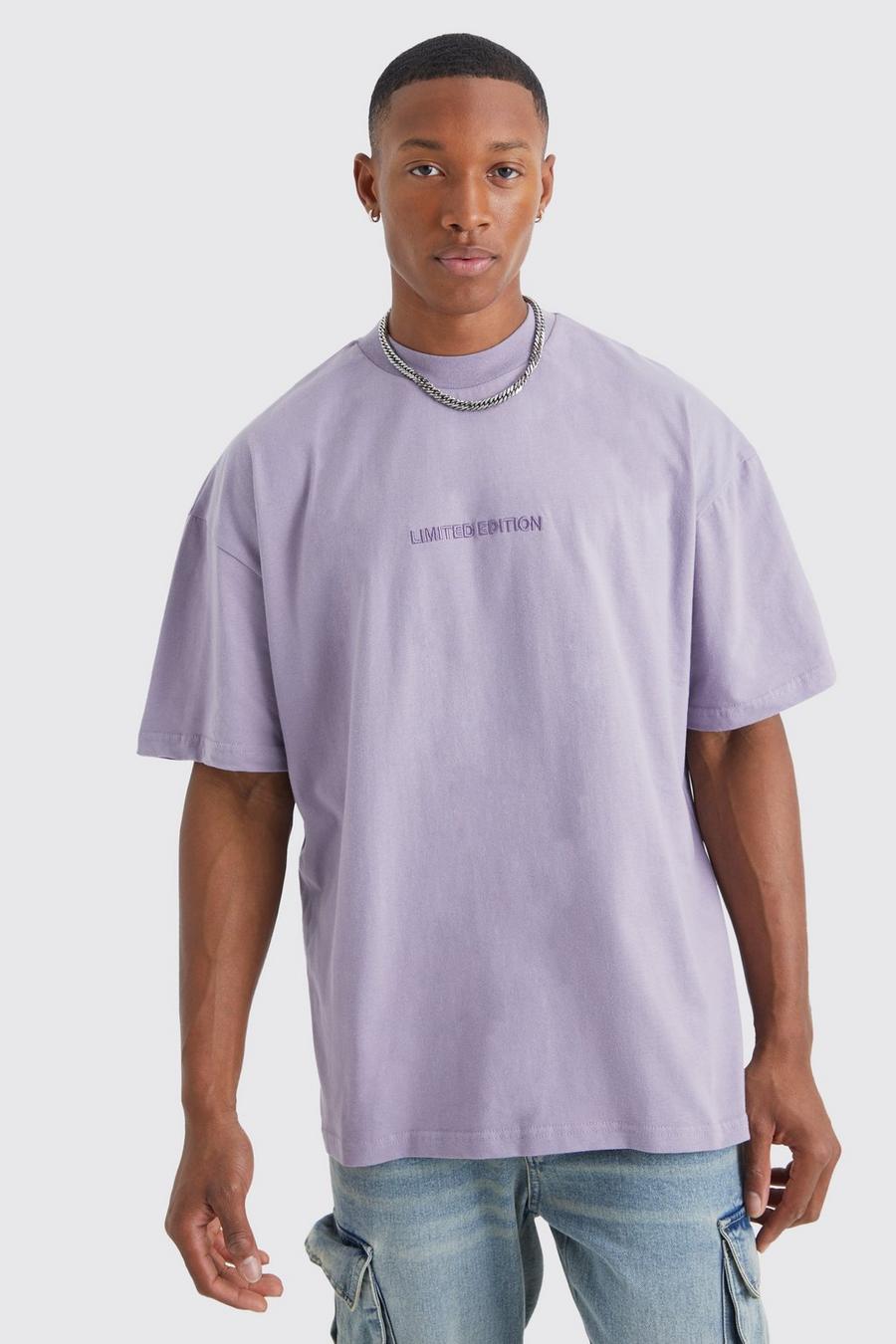 Lavender Oversized Dik T-Shirt Met Brede Nek