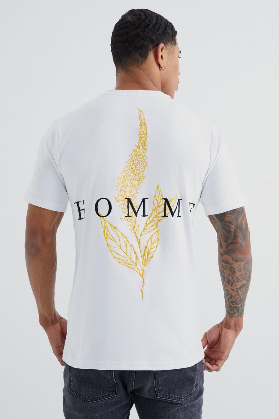 Slim-Fit T-Shirt mit Homme-Print, White