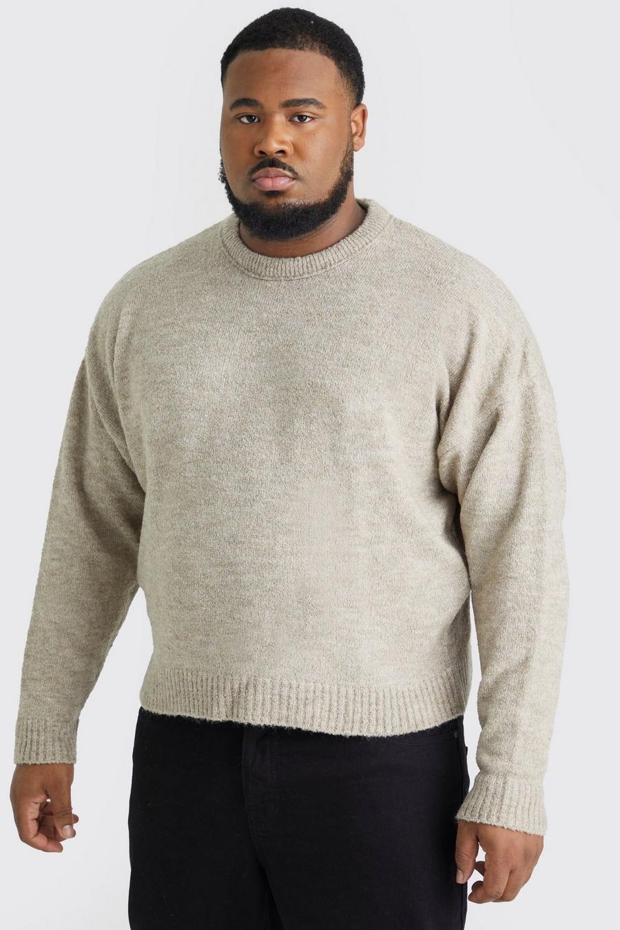 Stone Plus Boxy Boucle Knit Extended Neck Jumper