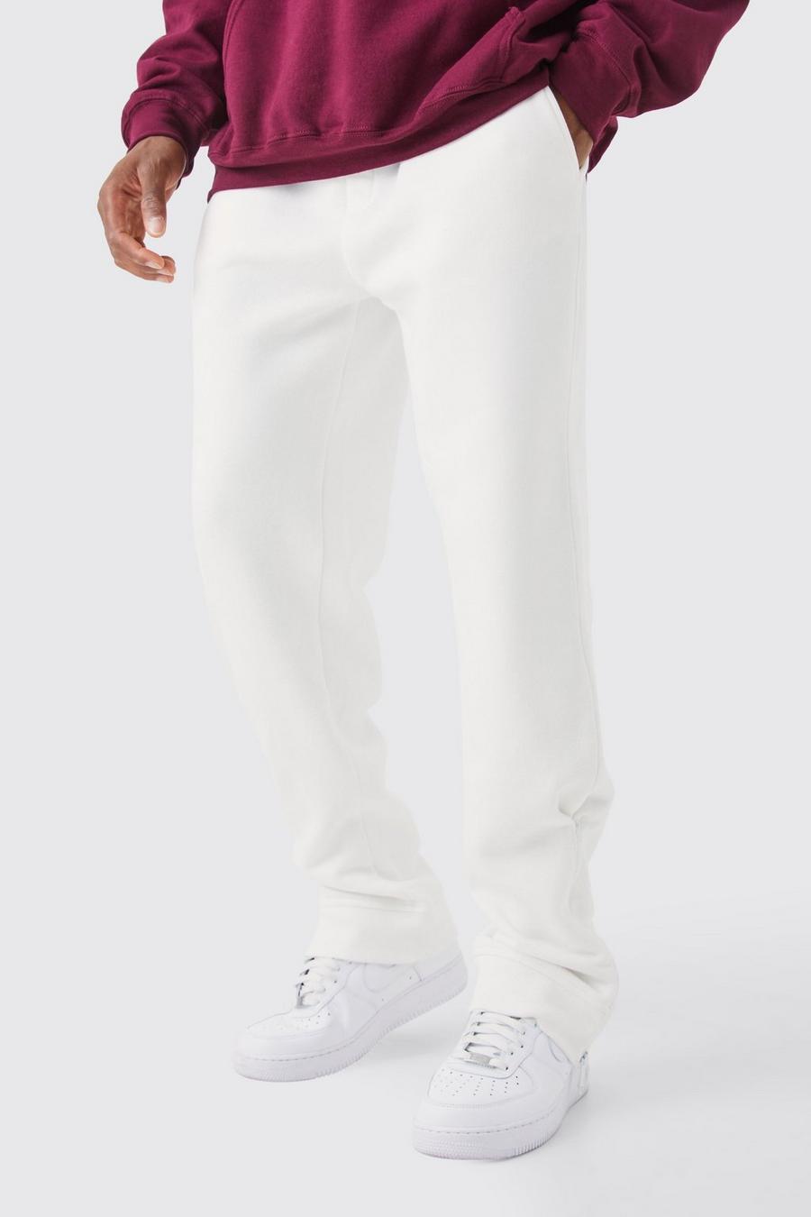 Pantaloni tuta Regular Fit con zip e spacco sul fondo, White