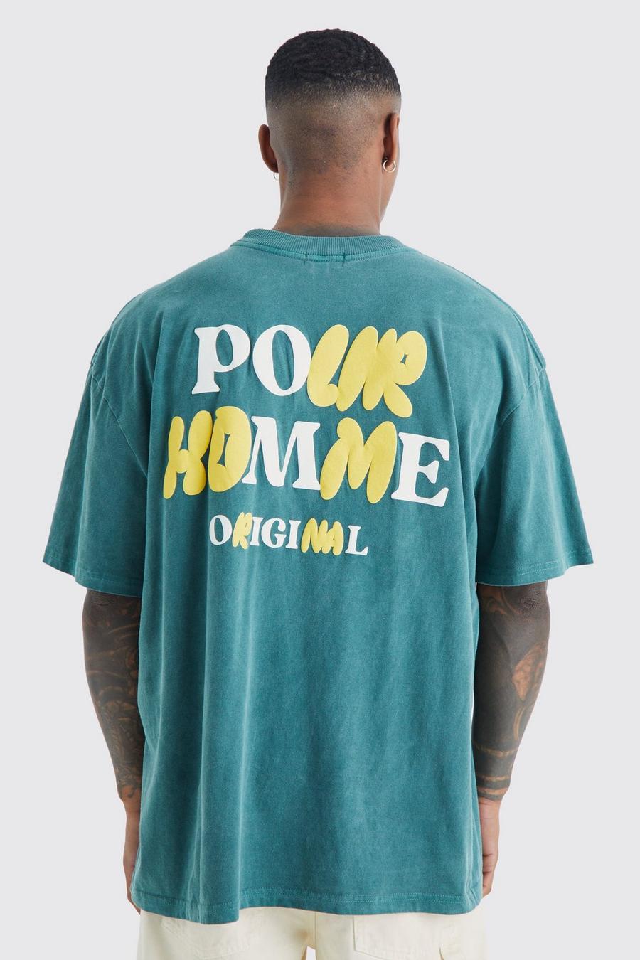 Green Oversized Wash Pour Homme T-shirt