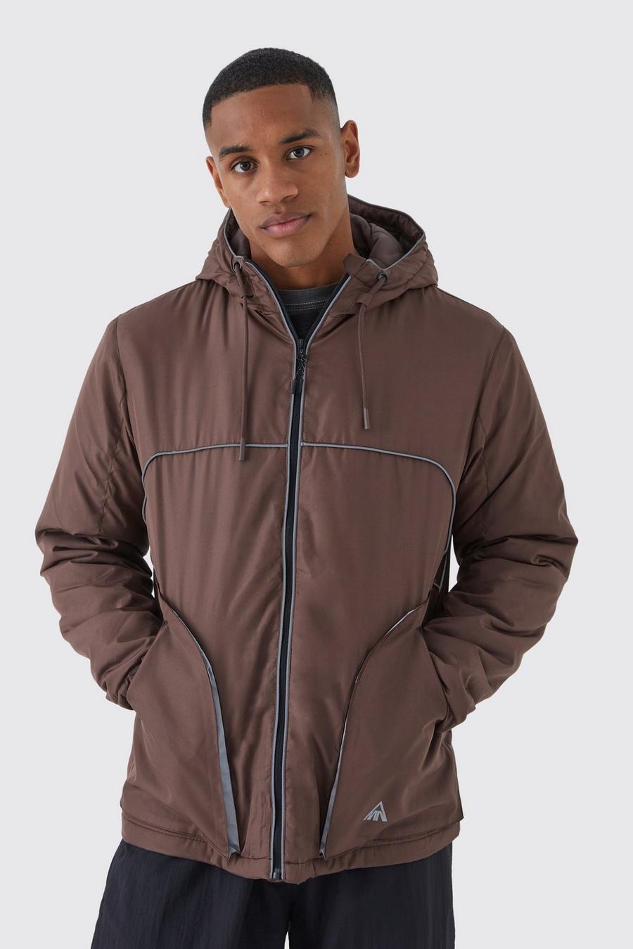 Chocolate Relaxed Ripstop Jacket With Reflective