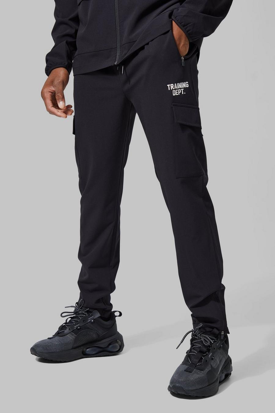 Black Active Training Dept Tapered Cargo Joggers
