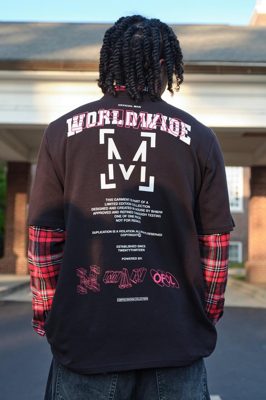 T-Shirt mit Worldwide-Slogan, Black