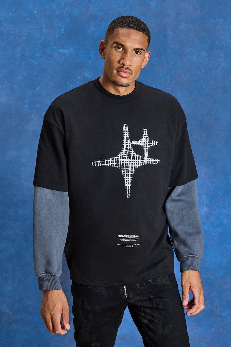 Black Tall Oversized Star T-shirt image number 1