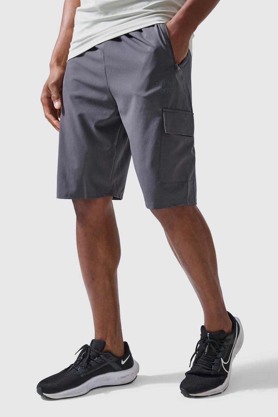 Charcoal Tall Active Training Dept Cargo Shorts