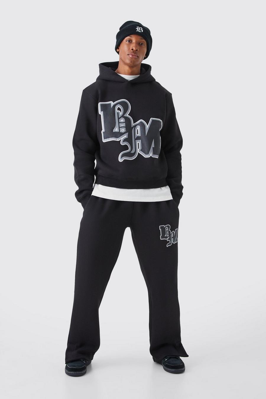 Kastiger Trainingsanzug mit Bm-Print, Black image number 1