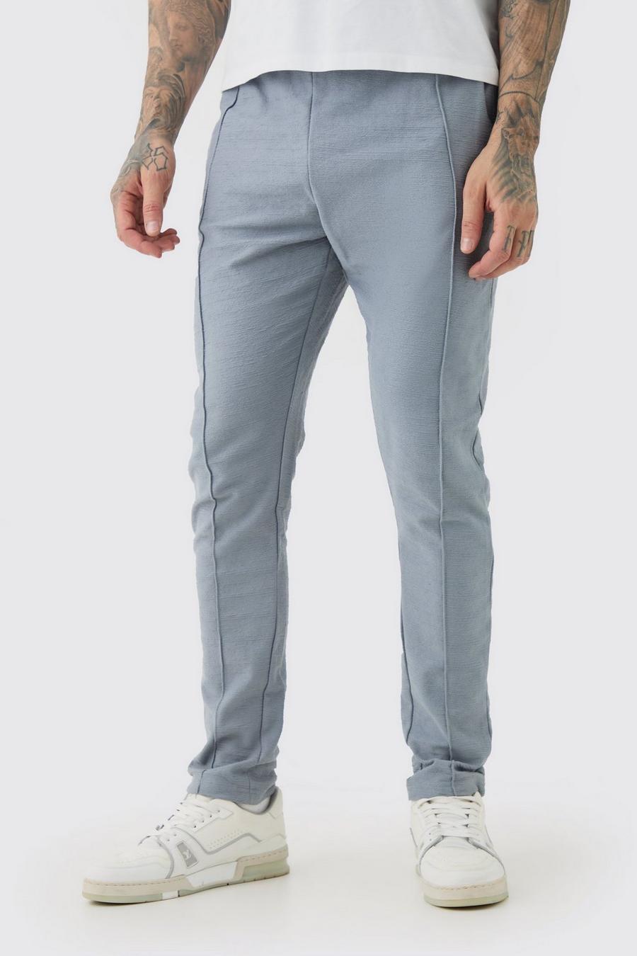 Pantaloni tuta Tall Regular Fit in tessuto fiammato in Interlock con spacco sul fondo, Grey