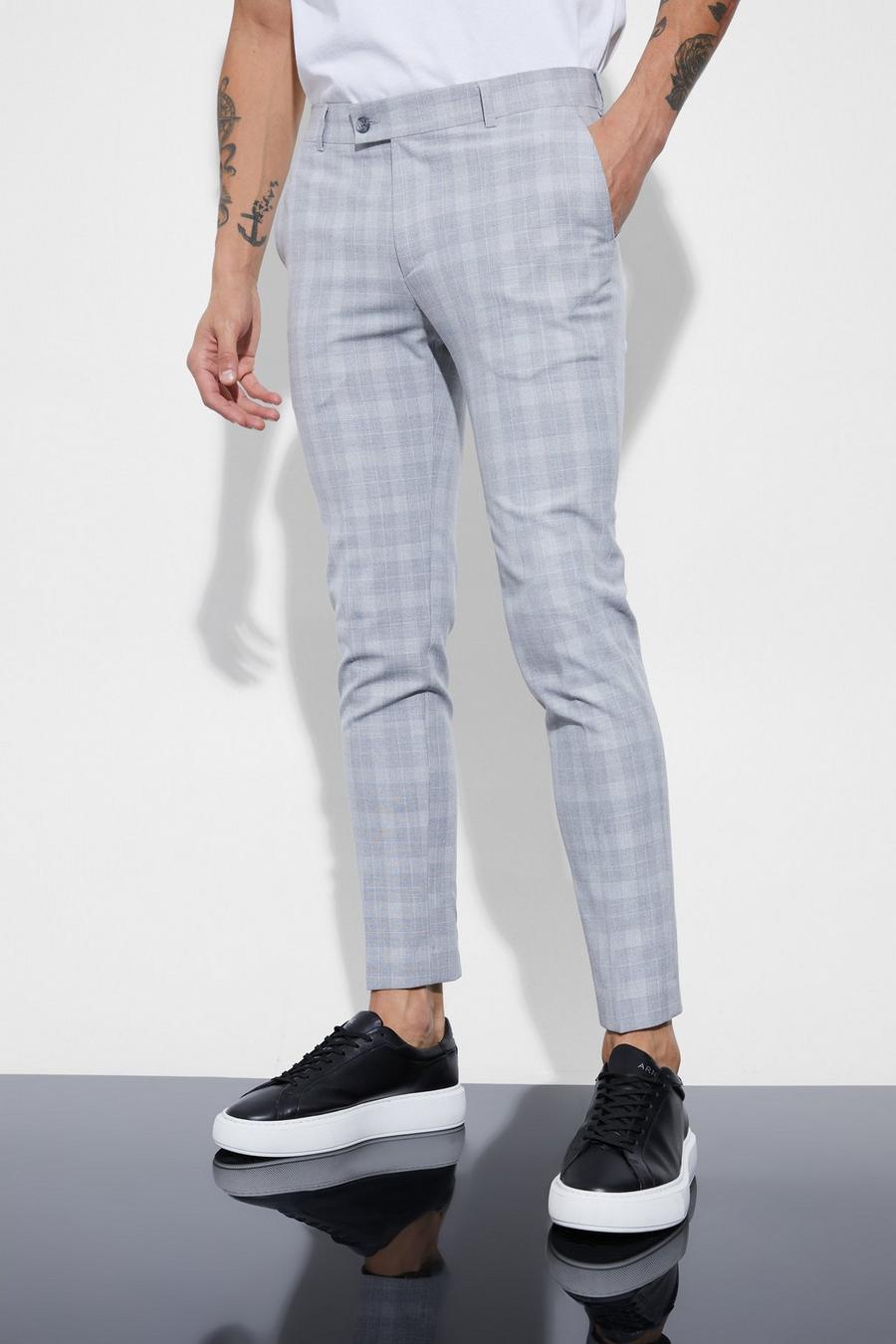 Pantalon court super skinny à carreaux, Light grey image number 1
