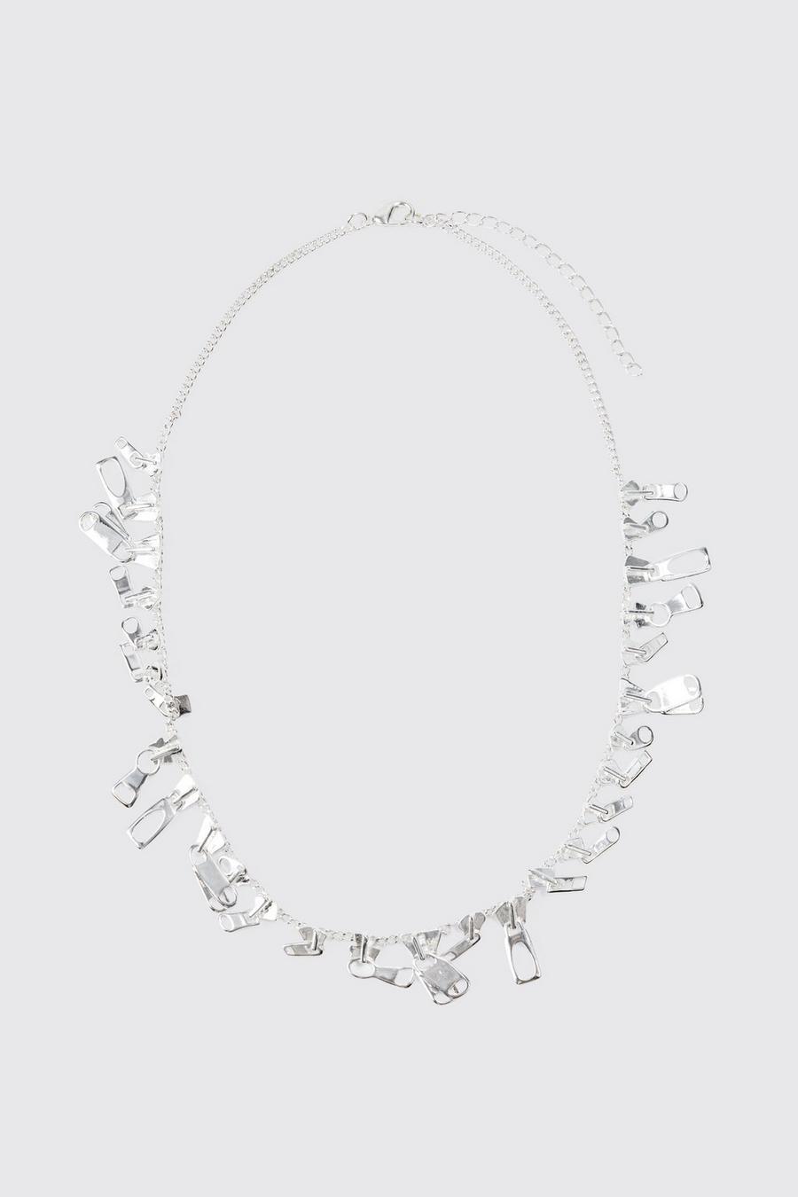 Halskette mit Reißverschluss, Silver