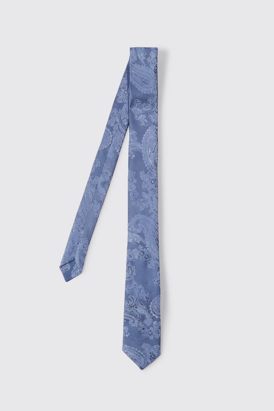 Corbata fina con estampado cachemira, Blue