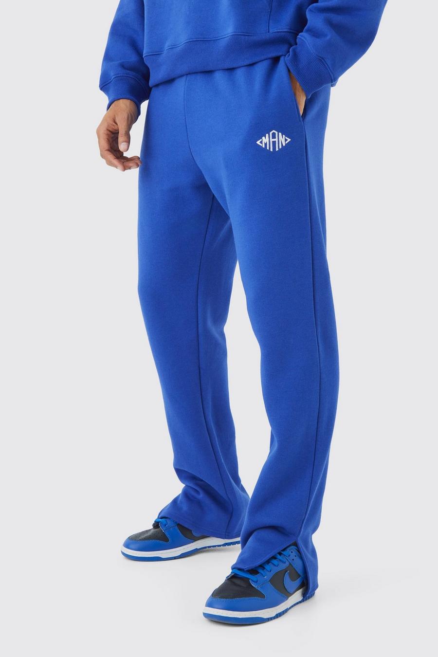 Pantalón deportivo MAN Regular con abertura en el bajo, Cobalt