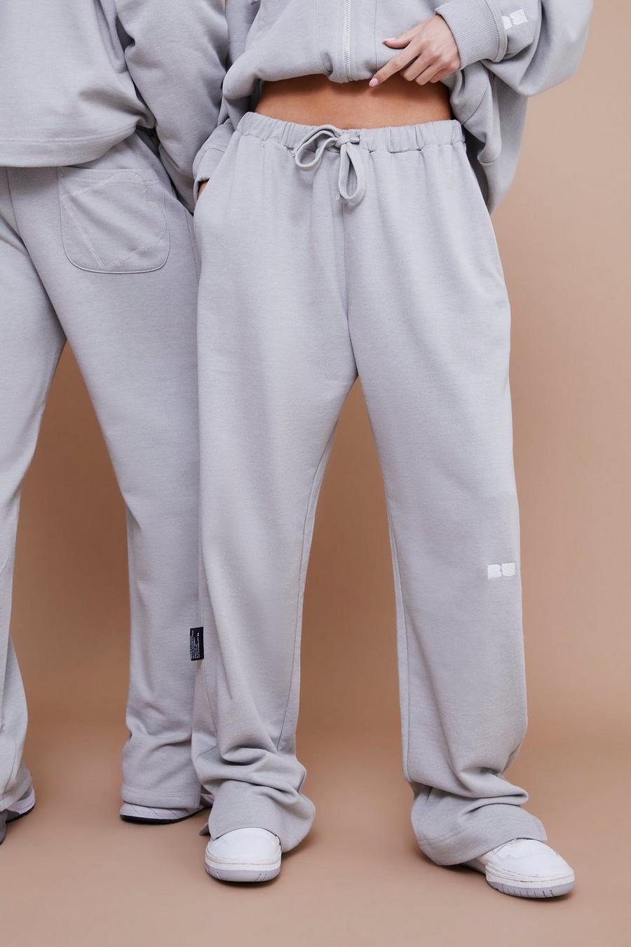 Pantalón deportivo holgado grueso con abertura en el bajo, Dark grey